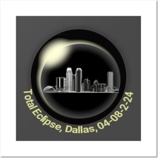 Total Eclipse 2024 Dallas Skyline Posters and Art